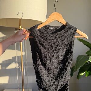 Zara Black Crinkled Sleeveless Dress